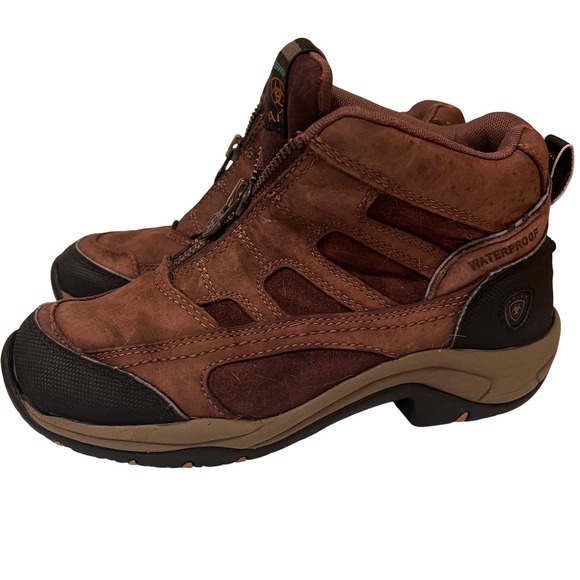 Ariat Women's Waterproof Leather Zip Paddock Riding Ankle Boots Size 6 Brown - Picture 1 of 15
